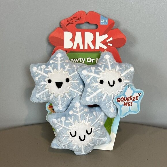 BARK Gnawty or Nice Winter Snowflakes Trio Christmas Dog Toy New Barkbox - Picture 2 of 10